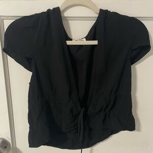 Superdown Black V-Neck Blouse